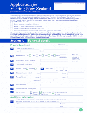 New Zealand Visitor Visa Application Form