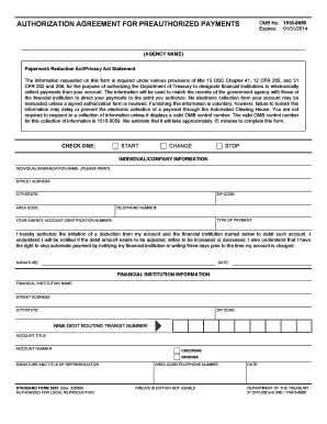 Authorization Agreement for Preauthorized Payments