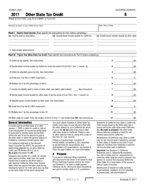 California 2011 Other State Tax Credit Schedule