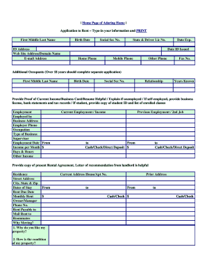 Application to Rent