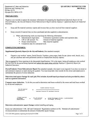 Washington Drywall Quarterly Reporting Forms