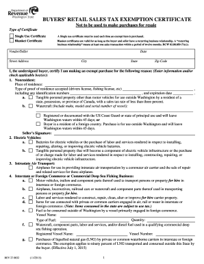 Washington Buyers' Retail Sales Tax Exemption Certificate