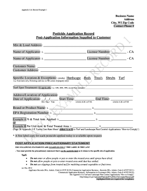 Wisconsin Pesticide Application Record