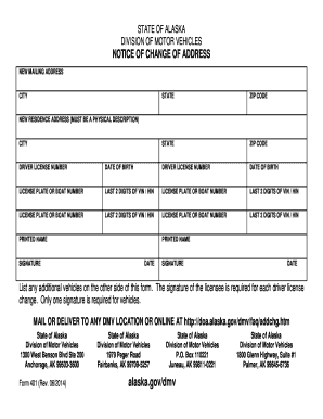 Alaska DMV Change of Address Form