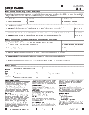 California Form 3533 Change of Address
