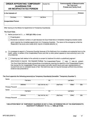 Temporary Guardian Appointment Order