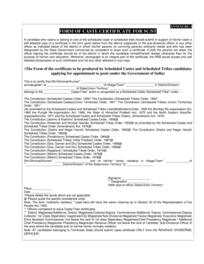 Caste Certificate for SC/ST