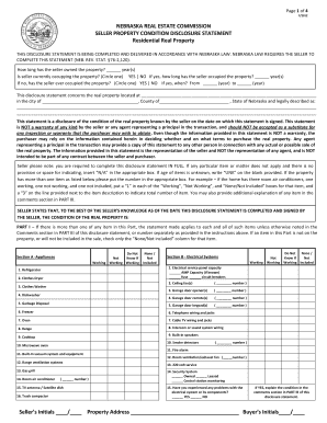 Nebraska Seller Property Condition Disclosure Statement