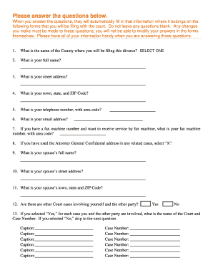 Indiana Divorce Petition Form