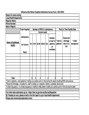 Influenza-like-Illness Hospital Admissions Survey Form