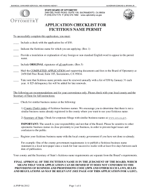 California Fictitious Name Permit Application