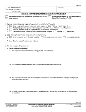 California Spousal Support Declaration Attachment
