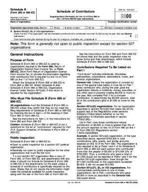 Schedule B Form 990 or 990-EZ