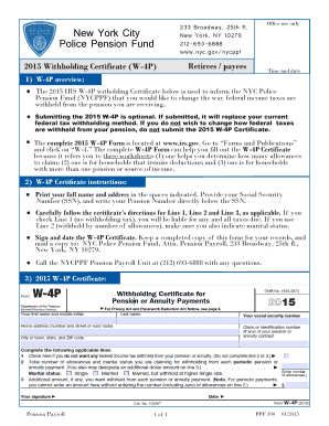 2015 IRS W-4P Withholding Certificate