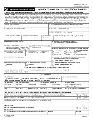 VA Form 10-2850D Application for Health Professions Trainees
