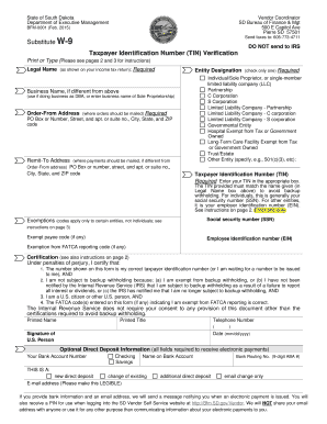 South Dakota Substitute W-9 Form