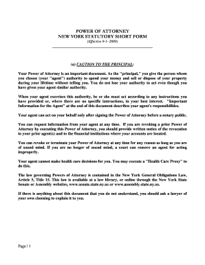 New York Statutory Short Form Power of Attorney