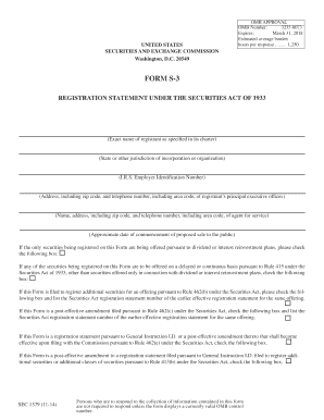 Form S-3 Registration Statement