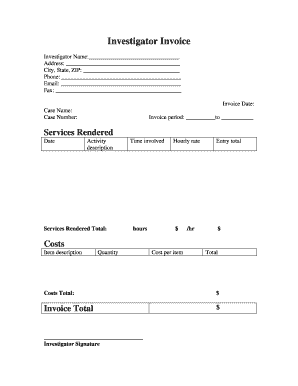 Investigator Invoice Template