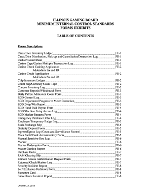 Illinois Gaming Board Internal Control Forms