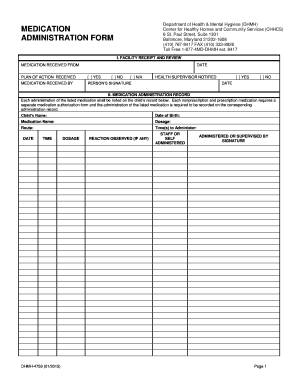 Maryland Medication Administration Form