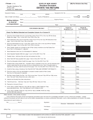 New Jersey Estate Tax Return