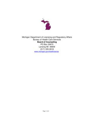 Michigan Counselor Application Packet