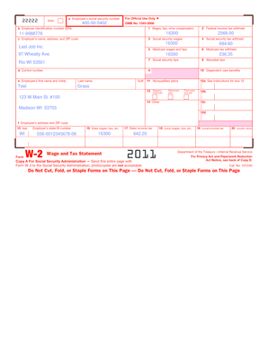 Form W-2 Wage and Tax Statement
