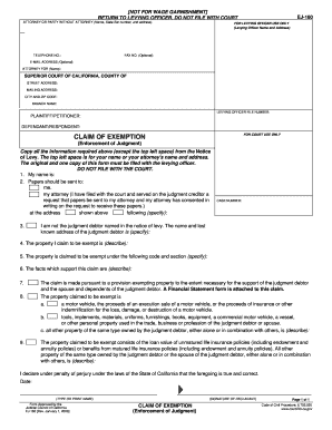 California Claim of Exemption Form