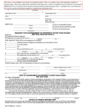 Maryland Garnishment Request Form
