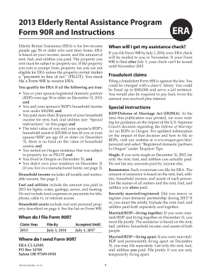 Oregon Elderly Rental Assistance Form 90R
