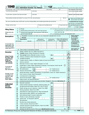 US Individual Income Tax Return Form 1040