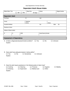 Iowa Dependent Adult Abuse Intake Form