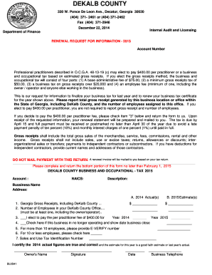 DeKalb County Business and Occupational Tax Renewal Request