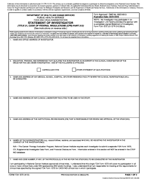 FDA Form 1572 Statement of Investigator