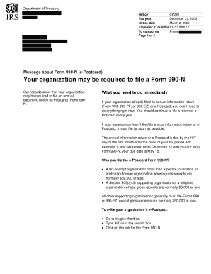 Notice CP299 for Form 990-N
