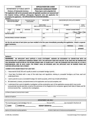Alaska Concealed Handgun Permit Application