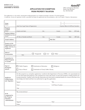 Kentucky Property Tax Exemption Application