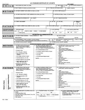 US Standard Certificate of Live Birth