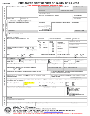 Utah Employer's First Report of Injury or Illness