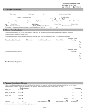 401(k) and 457(b) Participant Enrollment Form