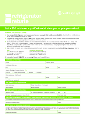 Seattle City Light Refrigerator Rebate Form