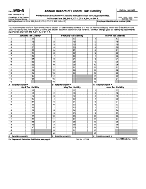 Form 945-A Annual Record of Federal Tax Liability