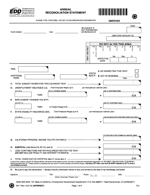California Annual Reconciliation Statement