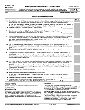 Schedule N (Form 1120) Foreign Operations of U.S. Corporations