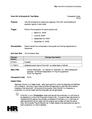Form 941 & Schedule B Test Mode