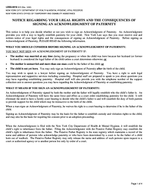 Acknowledgment of Paternity Notice and Form