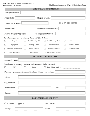 New York Birth Certificate Application