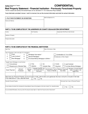 Michigan Real Property Statement - Financial Institution
