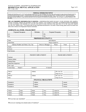California Residential Rental Application